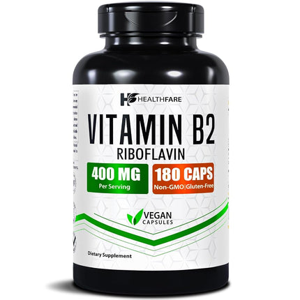 Vitamin B2 400mg | 180 Capsules | Riboflavin | Glu