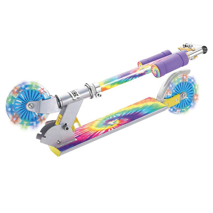 OzBozz TIE DYE SCOOTER WITH FLASHING WHEELS, rainbow
