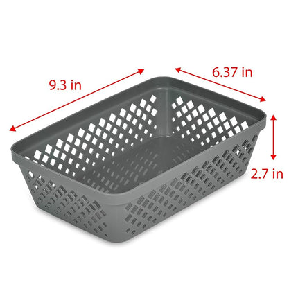 Glad Plastic Storage Basket Set - Multipurpose Drawer Trays, Kitchen Pantry Containers, and Bathroom Bins - 6 Pack Medium Organizers, Grey