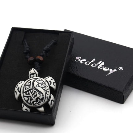 Scddboy Hawaiian Sea Turtle Pendant Necklace for Women Men - Adjustable Cord Surfer Necklace, 1.2 inches x 1.7 inches, Resin, No Gemstone