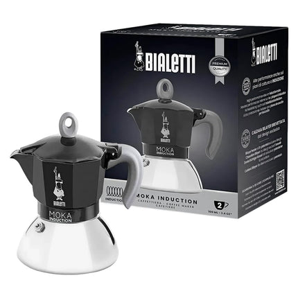 Bialetti - Moka Induction Coffee Maker, Suitable for all types of hobs, 2 Espresso Cups (100 Ml), Black