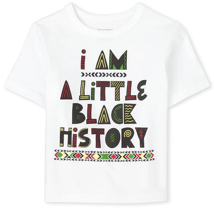 The Children's Place Camiseta gráfica de manga corta con historia negra para bebés y niños pequeños, Historia Negra Individual, 4T