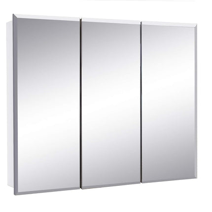 Design House 36 Inch Cyprus Bathroom Medicine Cabinet, Durable Pre-Assembled Wall Mounted Cabinet w/Frameless Mirrored Doors, White, 590265