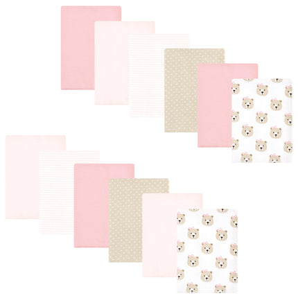 Hudson Baby Unisex Baby Flannel Burp Cloth 12pk, P