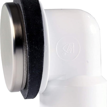 Westbrass 493244H-4-07 12" & 4" Bath Waste & Overflow Assembly with Tip-Toe Drain Plug and Illusionary Faceplate-SCH. 40 PVC Pipe, Satin Nickel