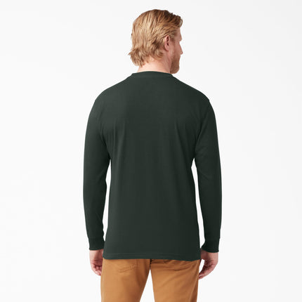 Dickies Camiseta de manga larga de cuello redondo de peso pesado para hombre, talla grande-alta, verde cazador, XXXL/alta