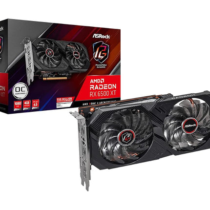 Asrock Radeon RX 6500 XT Phantom Gaming 4GB OC GDDR6 Graphics Card, RDNA2, AMD FidelityFX, 1024 Streams, 2820MHz Boost