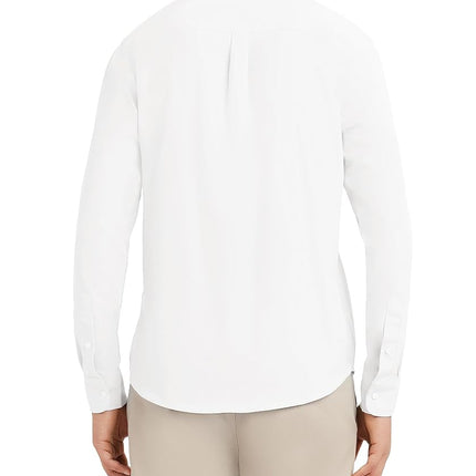 Nautica Men's Long Sleeve Uniform Oxford Shirt, White, Large