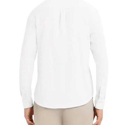 Nautica Men's Long Sleeve Uniform Oxford Shirt, White, Large