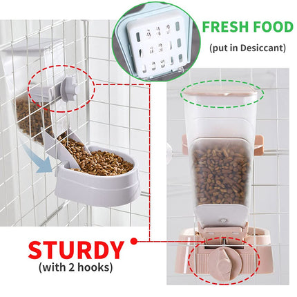 Rabbit Food and Water Bowls Set, Automatic Bunny Feeder Food Dish Small Animal Bin Feeder with Lid for Bunny Cat Ferret Chinchilla Guinea Pig