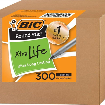 BIC Round Stic Xtra Life Bulk Ink Pens Ballpoint -