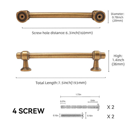 POVEFONK 10 Pack 6-1/4 inch(160mm) Antique Brass Kitchen Cabinet Handles Cabinet Pulls Vintage Drawer Pulls Aged Gold Bronze Kitchen Cabinet Hardware