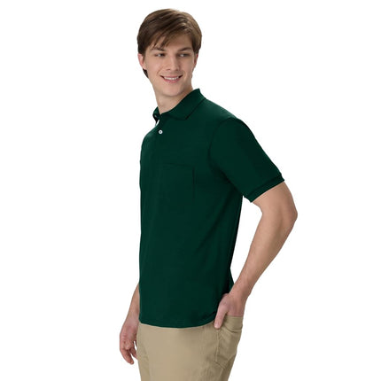 Hanes Men's Short Sleeve Jersey Pocket Polo, Deep Forest, 3X-Large (Pack of 2)