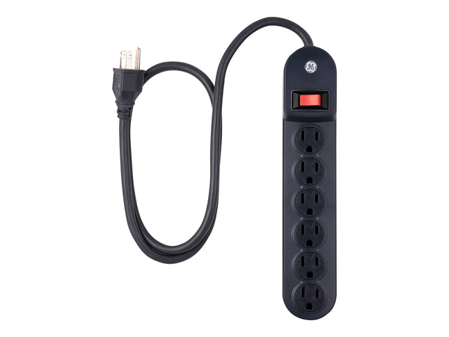 GE Power Strip, 6 Outlet, 3 ft Power Cord, Safety 