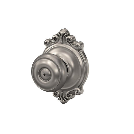 Schlage F40 GEO 619 BRK Brookshire Collection Georgian Privacy Knob, Satin Nickel