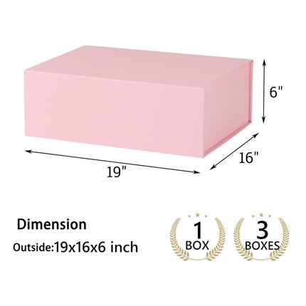 MUMUPACK Pink Gift Box,19x16x6 Extra Large Gift Boxes With Lids For Presents Includes Ribbon And Diy Printable Sticker Paper,Bridesmaid Proposal Box,Magnetic Gift Box For Birthday,Wedding,Graduation