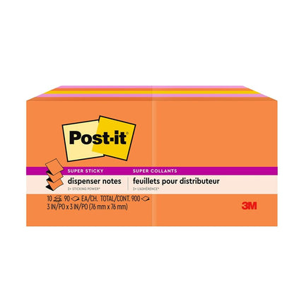 Post-it Super Sticky Pop-up Notes, 3x3 in, 10 Pads, 2X The Sticking Power, Rio de Janerio Collection, Bright Colors (Orange, Pink, Blue, Green),Recyclable (R330-10SSAU)