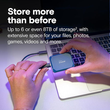 Crucial X10 1TB External Portable SSD Drive - Up to 2100MB/s, USB-C 3.2 Gen2, IP65 Dust and Water Resistant, External Solid State Drive, Matte Blue - CT1000X10SSD9-02