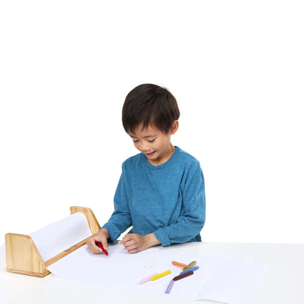 Dispensador de rollo de papel de mesa de madera Melissa & Doug con papel blanco bond (30,5 cm x 22,8 m) para dibujar, arte y manualidades para niños