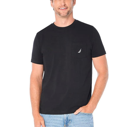 Nautica Men's Solid Crew Neck Short-Sleeve Pocket 
