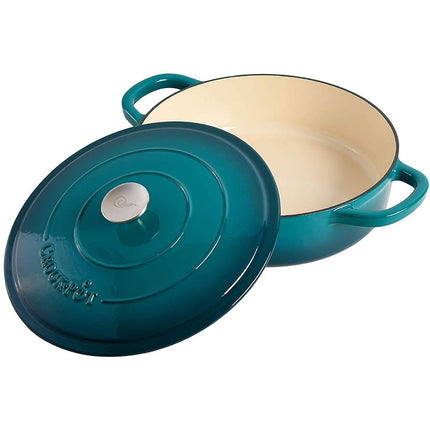 Crock Pot Artisan Enameled Cast Iron Braiser W/Lid, 5 Quart, Teal Ombre