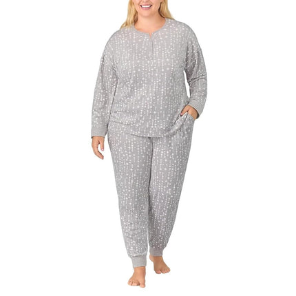 Nautica Womens Pajamas - Cozy Silky Fleece - 2 Piece Long Sleeve Winter Sleepwear Set for Women, Gray Stars, 3X