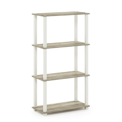Furinno TURN-S-TUBE Storage Shelves, 4-Tier Book Shelf, Corner Shelf, Toolless Open Shelves, for Organization and Storage, Living Room, Garage, Home Office, Sonoma Oak