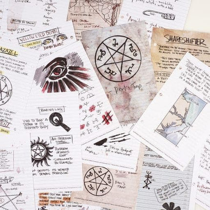 Conquest Journals Supernatural John Winchester Replica Journal Big Bundle, John's Journal with Monster Lore Pages, Medals & Ribbons, Creepy Photos, Biggerson's Turducken Ad, Mystery Spot Brochure and