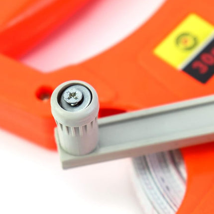 QWORK 1/2" x 100' Fiberglass Tape Measure, 2 Packs Engineer's Open Four-arm Frame Design Versatile Folding End Hook Reel Dual Sided Measure, Orange