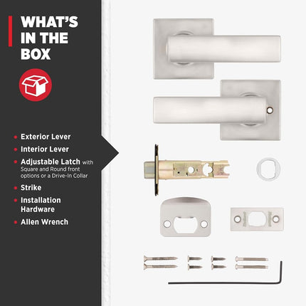 Kwikset Breton Interior Passage Door Handle, Lever for Closet and Hallway Doors, Reversible Non-Locking Handle Lever, Satin Nickel, with Microban Protection