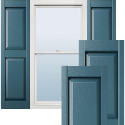 Ekena Millwork Lifetime Vinyl LP2S14X03100MB Standard Two Equal Panel Vinyls, Raised Panel Vinyl Shutters, w/Installation Shutter-Lok's & Matching Screws (Per Pair), 14 3/4"W x 31"H, Midnight Blue