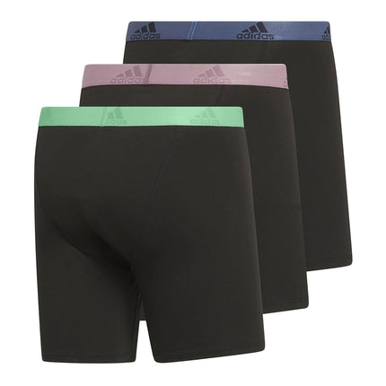 Adidas Boxer Performance Performance Stretch Cotton Brief Underwear (3-Pack) Designed for active, everyday comfort, Black/Semi-gloss Green/Worn Fig Purple, CH, Black/Semi-Gloss Green/Distressed Fig