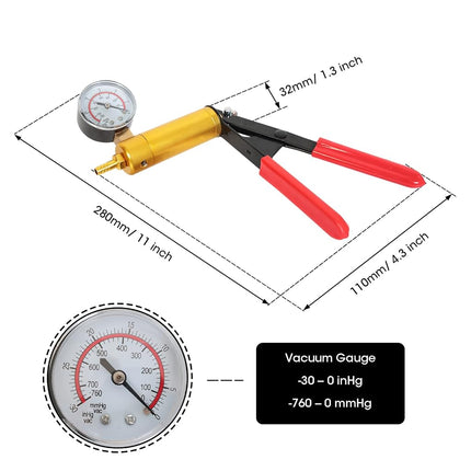Torin ATRHS-A1998AB 16 Piece Brake Bleeder Kit + Hand held Vacuum Gauge Pump Test Set (2 in 1) with Sponge Protected Case, Adapters: Apply to Bike, Motorcycle, Car and Truck