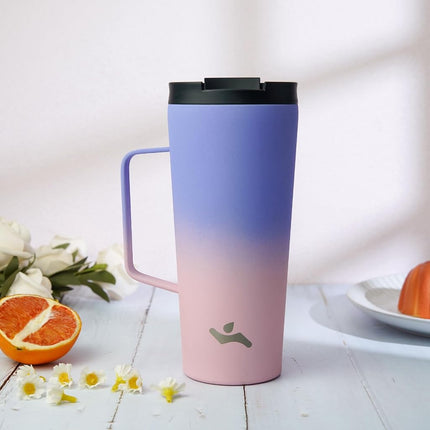 Konokyo Insulated Tumbler with Handle and Straw, 22 OZ Travel Coffee Mug Stainless Steel Cup Metal Water Bottle,Pastel Sunset