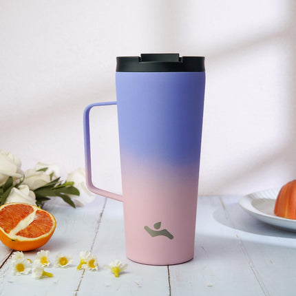 Konokyo Insulated Tumbler with Handle and Straw, 22 OZ Travel Coffee Mug Stainless Steel Cup Metal Water Bottle,Pastel Sunset