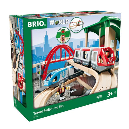 BRIO World Travel Switching Set Wooden Railway – Battery Passenger Train, Station & Switch Tracks, Includes Figures & Accessories, Compatible with BRIO World, Toy Gift for Kids 3 Years and Up
