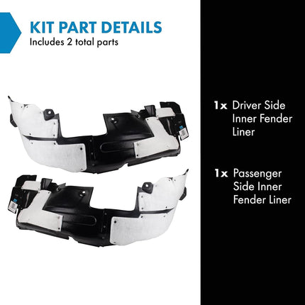TRQ Inner Fender Liner Set Compatible with 2014-2015 Hyundai Tucson