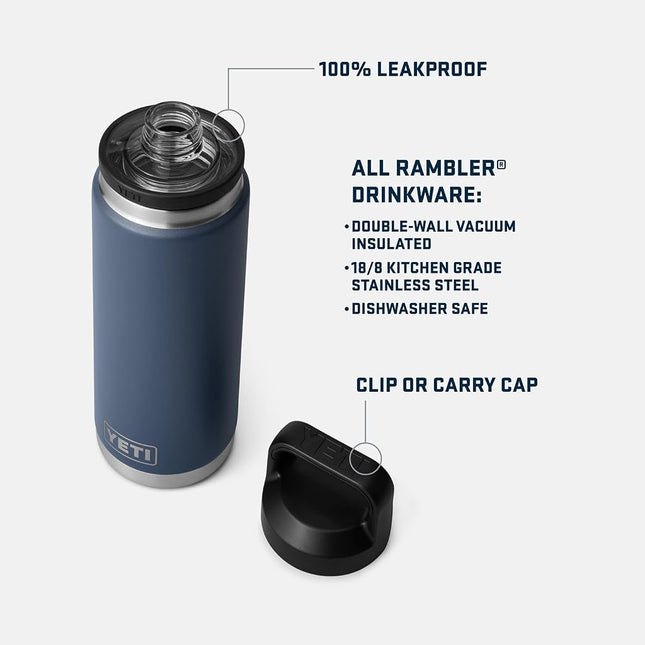 YETI Rambler 26 oz Bottle, Vacuum Insulated, Stainless Steel with Chug Cap, Seafoam