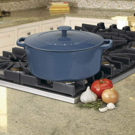 Cuisinart Chef's Classic Enameled Cast Iron Round Covered Casserole (Provencial Blue, 7- Quart)