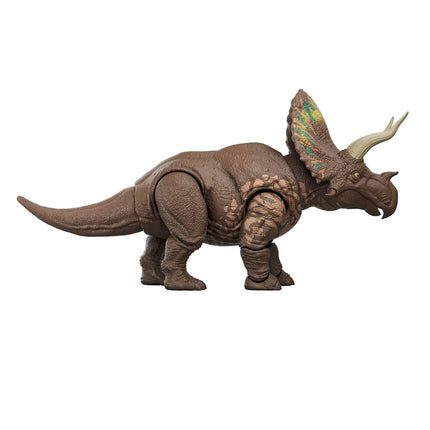 Mattel Jurassic World: The Rebirth Gigantic Thrashers Eotriceratops Dinosaur Toy Figure, Large Dinosaur Species with Two Accitable Anger Attacks, Digital Game, JGB93