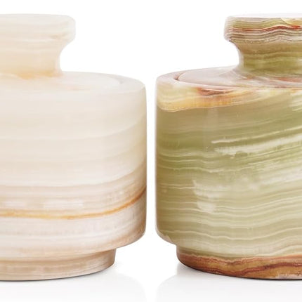 MARBLOUS KRAFTS Marble Salt Cellar with Lid White 