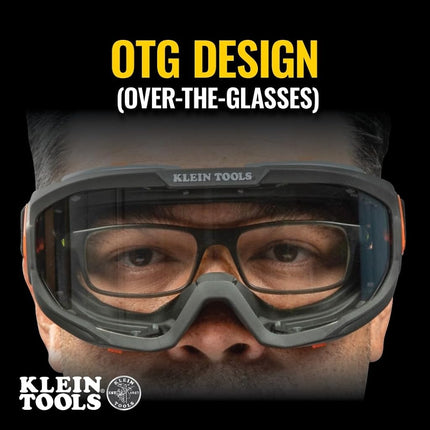 Klein Tools 60479 Safety Goggles, Clear Lens PPE Eye Protection, Anti-Fog, Scratch-Resistant, UV Protection, Adjustable Vents