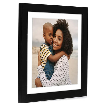 Americanflat 12x12 Picture Frame with Shatter-Resistant Glass - Use as 8x8 Frame with Mat or 12x12 Frame Without Mat - Signature Collection - Photo Frame for Wall Display - Black