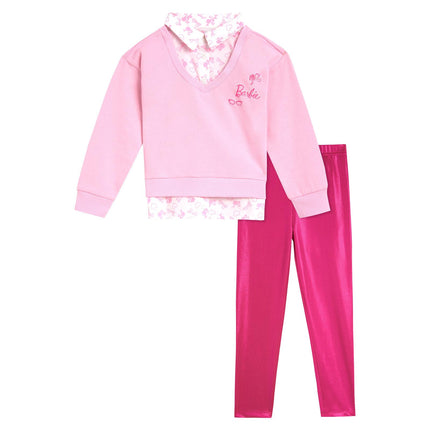 Barbie 2fer Girls Drop Shoulder Fleece Leggings Se