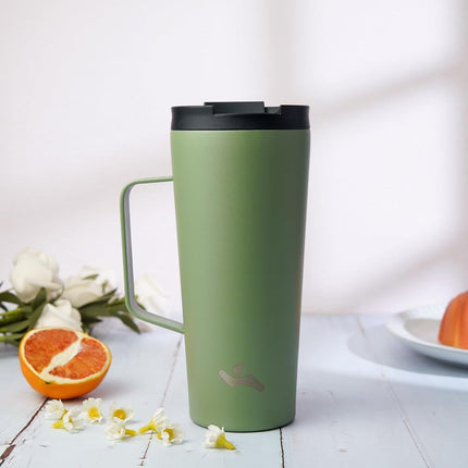 Konokyo Insulated Tumbler with Handle and Straw, 22 OZ Travel Coffee Mug Stainless Steel Cup Metal Water Bottle,Camp Green