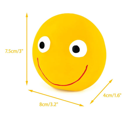 Chiwava 4 Pack 2.8'' Latex Squeaky Dog Toy Smiley Face Balls Interactive Fetch Play for Small Dogs