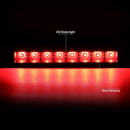 DNA MOTORING 3BL-PAT07-LED-BK Black Housing LED Third Tail Brake Light [Compatible with 07-17 Jeep Patriot]