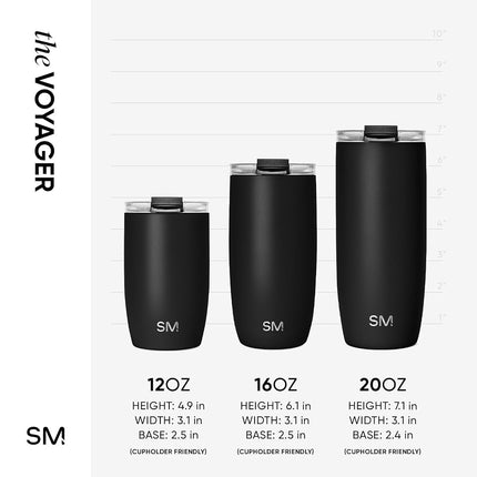 Simple Modern Travel Coffee Mug Tumbler with Flip Lid | Reusable Insulated Stainless Steel Cold Brew Iced Coffee Cup | Gifts for Women Men Him Her | Voyager Collection | 470ml | Blue Dune