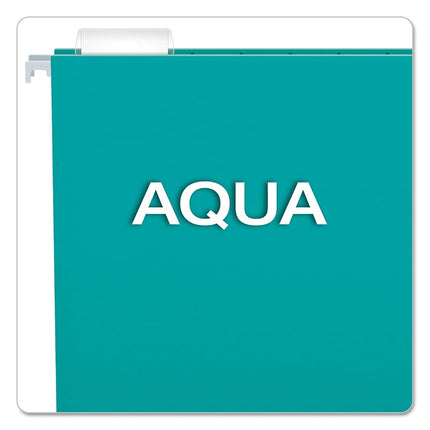 Pendaflex 81616 Recycled Colored Hanging File Folders, Letter, 1/5 Cut Tabs, Aqua, 25/box