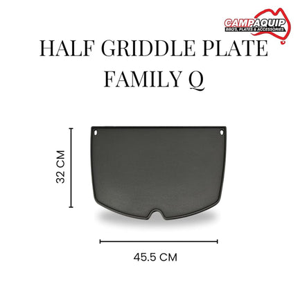CAMPAQUIP Cast Iron Half Griddle Plate | Fits Weber Family Q Series | Q300 | Q320 | Q3000 | Q3100 | Q3200 | Q3600 | Matt Porcelain Enamel | Flat BBQ Pan | NOT for N Series
